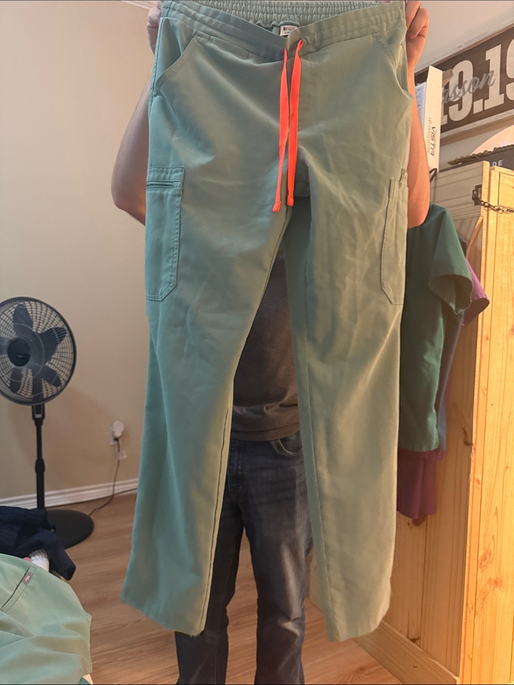 Size small shirt and size small regular pants